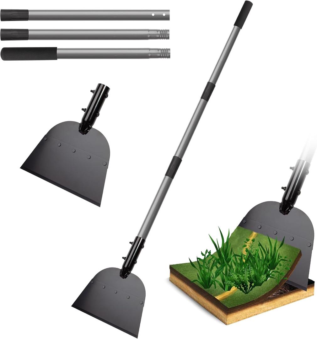 Walensee Flat Shovel, Floor Scraper, 54 inch Garden Scraper for Walkway, Weed Remove Tool for Lawn Edging, Cleaning Scraper for Road Outdoor, Driveway Weeding Tool Ice Scraper & Ice Removal Tool
