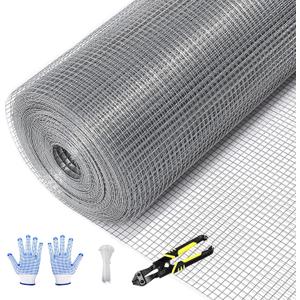 Tongmo 24" x 100' Hardware Cloth, 1inch Mesh Galvanized Chicken Wire Fence, 19 Gauge Welded Wire Roll,Garden Fence, Poultry Netting for Rabbit/Duck/Chicken Coop