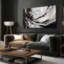 XIANSHOU Black and White Wall Art for Living Room/ 24x48 Inches Abstract Painting/Modern Artwork for Bedroom Home Office Wall Decorations