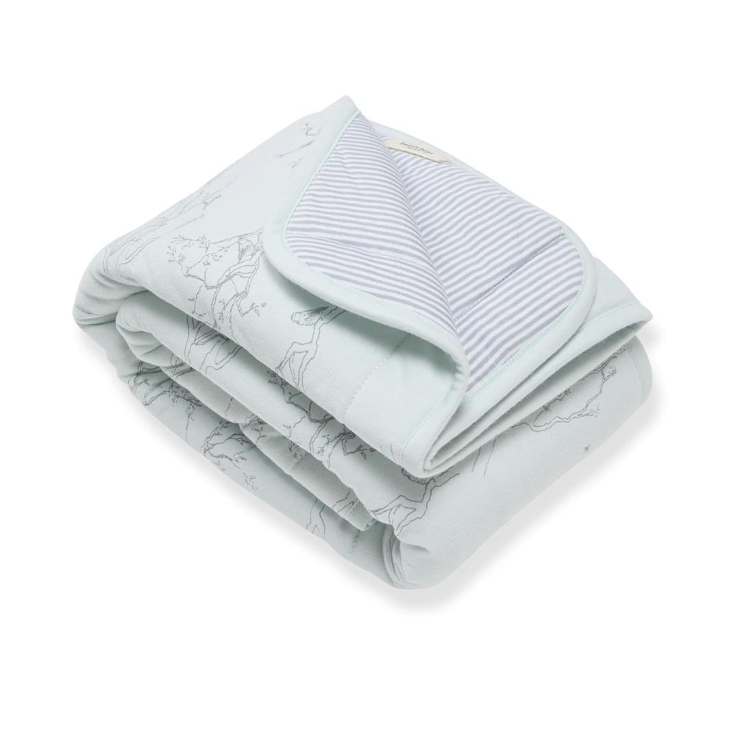 Burt's Bees Baby Reversible Blanket, Nursery, Stroller & Tummy-Time Organic Jersey Cotton Quilted Infant & Toddler Bedding | 30" W x 40" L