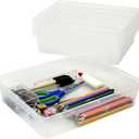 Storex Letter Size Flat Storage Tray – Organizer Bin for Classroom, Office and Home, Clear, 5-Pack (62531A05C), 10 x 13 x 3 Inches