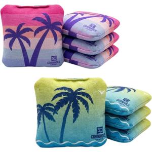 Professional Dual Sided Cornhole Bags- 16 oz 6x6 w/Premium Resin Fill - Official Tournament Slide/Stick Pro Bean Bags - Regulation/Approved