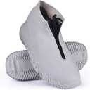 Shiwely Waterproof Shoe Covers, Silicone Reusable Shoe Cover Non-slip Durable Zipper Elastic Rain Cover Protection for Men Women (L (Women 7.5-10.5, Men 6.5-9), Grey)