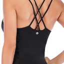 RUNNING GIRL Yoga Tank Tops for Women Built in Shelf Bra B/C Cups Strappy Back Activewear Workout Compression Tops (Small)