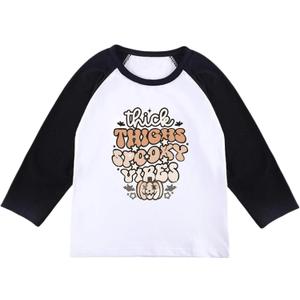 Toddler Halloween Shirt Cute Pumpkin T-Shirts Boo Tees Boy Girl Little Turkey Thanksgiving Short Sleeve Tops (Black-81)