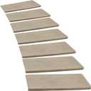 PURE ERA Bullnose Carpet Stair Treads Set Tape Free Non-Slip Indoor Stair Protectors Pet Friendly Rugs Covers Soft Skid Resistant Washable Reusable 9.5" x 30"(14 Pieces,Cream Gray)