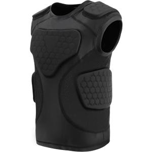 Youth Football Padded Shirt, Chest Rib Protector, Compression Padded Vest with 5-Pad for Sports Paintball Football Baseball Lacrosse, S