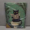 Cat Bathroom Wall Art Funny Canvas Wall Decor Black Cat Pictures Cute Prints Whimsical Bathroom Poster Quirky Animal Art Green Vintage Painting Artwork Cute Posters Toilet 12x16x3 Inch Ready to Hang