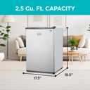 BLACK+DECKER 2.5 Cu. Ft. Compact Refrigerator, ENERGY STAR Certified, Single Door Mini Fridge with Chiller Compartment, Personal Fridge for Home or Dorm Room, R600a Refrigerant, BCRK25V,Stainless Look
