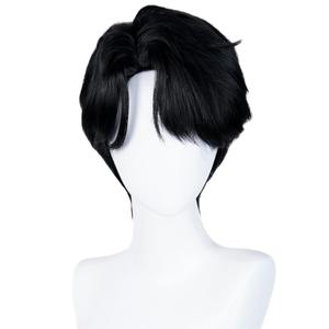 LABEAUT Black Short Cosplay Wig for Men, Male Anime Style Wig Heat Resistant Synthetic Fiber for Cosplay Synthetic Hair Halloween Costume Party Hair