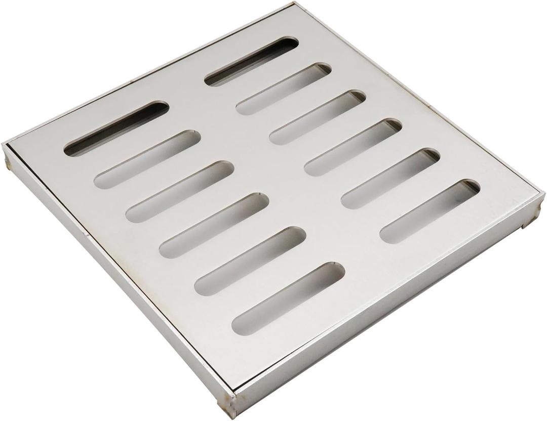 7.78"/20cm Outdoor Square Catch Basin Drain Grate Cover,Stainless Steel Removable Sewer Grate for Concrete Floor (200x200x20x2) Silver