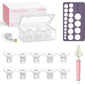 Nuliie 5-in-1 Flange Sizing Kit 12/14/16/18/20mm for 24mm Flange/Shield of Most Pumps, 10PCS Silicone Flange Inserts to Boost Pumping Efficiency & Comfort, BPA-Free Pump Essential for Moms