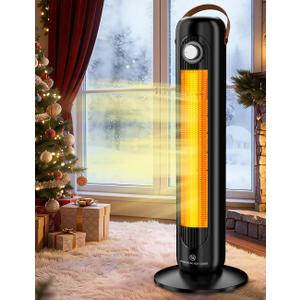 1500W PTC Ceramic Electric Heater w/4 Modes,350Sq.ft 1S Heating, 70Oscillating Patio Heaters for Outdoor Use, Overheating & Tip-Over Protection, Tall Space Heaters for Indoor Use Large Room