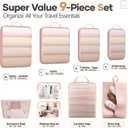 Veken 9/11 Set Compression Packing Cubes for Travel Essentials,Compressible Expandable Large Luggage Suitcase Organizer Bags for Clothing,Durable Space Saver Storage Bags with Toiletry Bags(Beige)