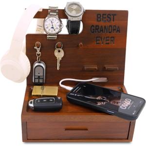 KOLWOVEN Nightstand Organizer Tray for Men, Fathers Day Birthday Gifts, Grandfather gift, Gifts for Dad, Best Dad ever gifts , Great Grandpa gifts for Accessories (For GANDPA)