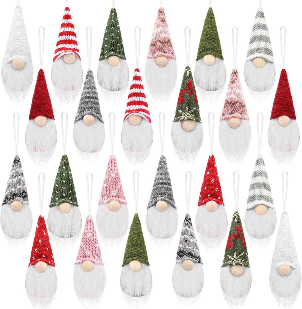 24 Pieces Christmas Tree Hanging Santa Gnomes Elf Ornaments Bulk Swedish Handmade Scandinavian Gnomes Santa Sprite Plush Hanging Holiday Gnome Handmade Swedish Home Decorations Holiday Decor