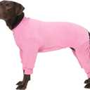 Large Dog Coat Fleece Pajamas Winter Warm Onesie for Dogs Girl Boy Cold Weather Pet Jacket Soft Cozy Pjs Jumpsuit Long Sleeve, XXXL (Pink)
