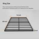 SHLAND King Box Spring 2 Inch Box Springs for King Bed, Low Profile Bunkie Board Bed Slat Replacement with Fabric Cover, Metal Frame with Steel Slats, Easy Assembly