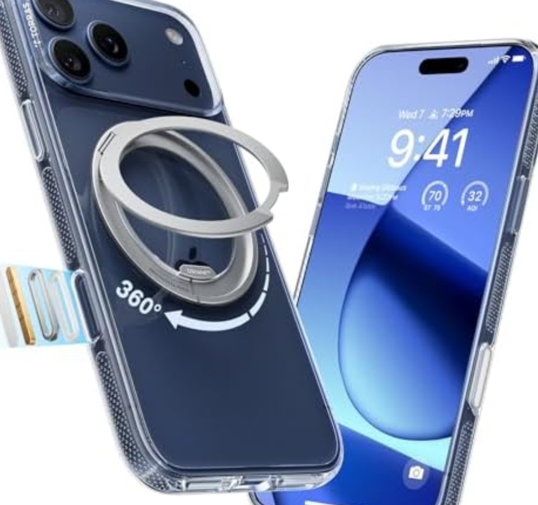 TORRAS 360 Magnetic Stand for iPhone 17 Pro Max Case, [Fit for MagSafe] [4X Military-Grade Protection] Slim Case for iPhone 17 Pro Max 6.9" 2025, Clear, Ostand O3 Fitness Series