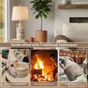 26" Vintage Ceramic Table Lamp for Home Decor, Farmhouse Retro Terracotta Lamp with Handles for Living Room, Rustic Pottery Bedside Nightstand Lamps for Bedroom, End Table, Entryway (Bulb included)