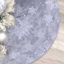 Flash World 36 Inch Large Christmas Tree Skirt Xmas Soft Cover Mat Decor Snowflake Collar Farmhouse Tree Skirt for Holiday Ornaments Party Home Indoor Decorations (Flocking Grey, 36INCH)
