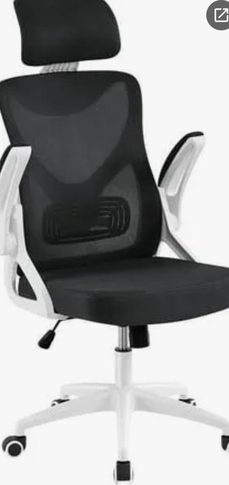 Lybaint Office Chair, High Back Ergonomic Desk Chair, Breathable Mesh Computer Chair with Flip-Up Armrests, Lumbar Support, Adjustable Headrest, 90°-125° Tilt Function, Recliner Chair for Home Office