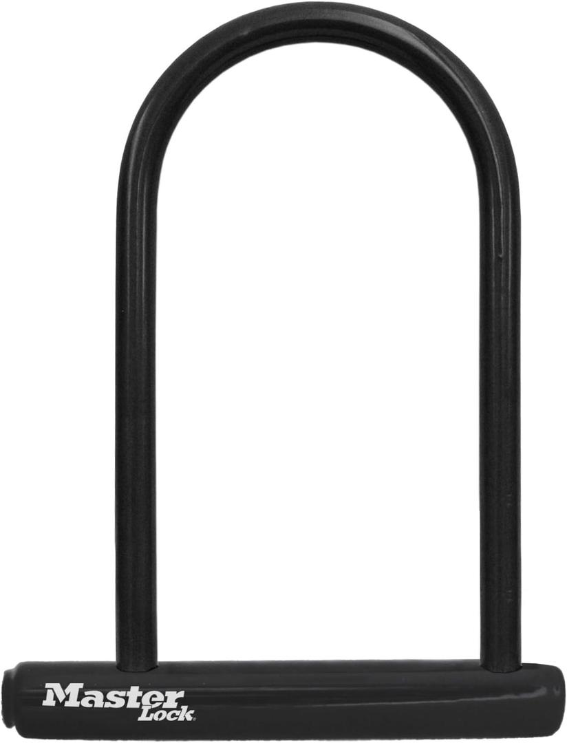 Master Lock Black Bike Lock with Key, Standard Size U-Lock for Bicycles and Other Outdoor Equipment, Anti-Theft Lock for Bikes, 8320D (7-1/4 inch U-Lock)