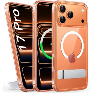 BXYJY for iPhone 17 Pro Case Magnetic with Stand, Compatible with MagSafe & Wireless Charging, Military Grade Shockproof, Transparent Slim Thin Hard Men Women Case for iPhone 17 Pro, Clear