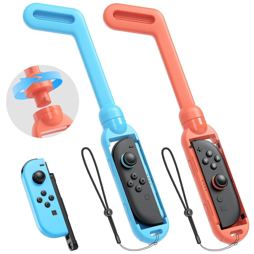 [for /] - KOVA Golf Club for Nintendo Switch 2 (2025)/Switch 1 Joy-Con, Sports Game Accessories Compatible with Mario Golf: Super Rush - Nintendo Switch, 2 Pack Golf Club with Lanyard