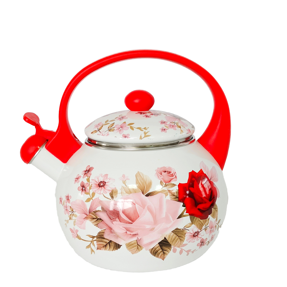 LVXIN Modern 2.2L Ball Shape Whistling Enamel Teapot Kettle Home Camping Metal Whistle Kettle with Silicone Bottom Induction Tea Water