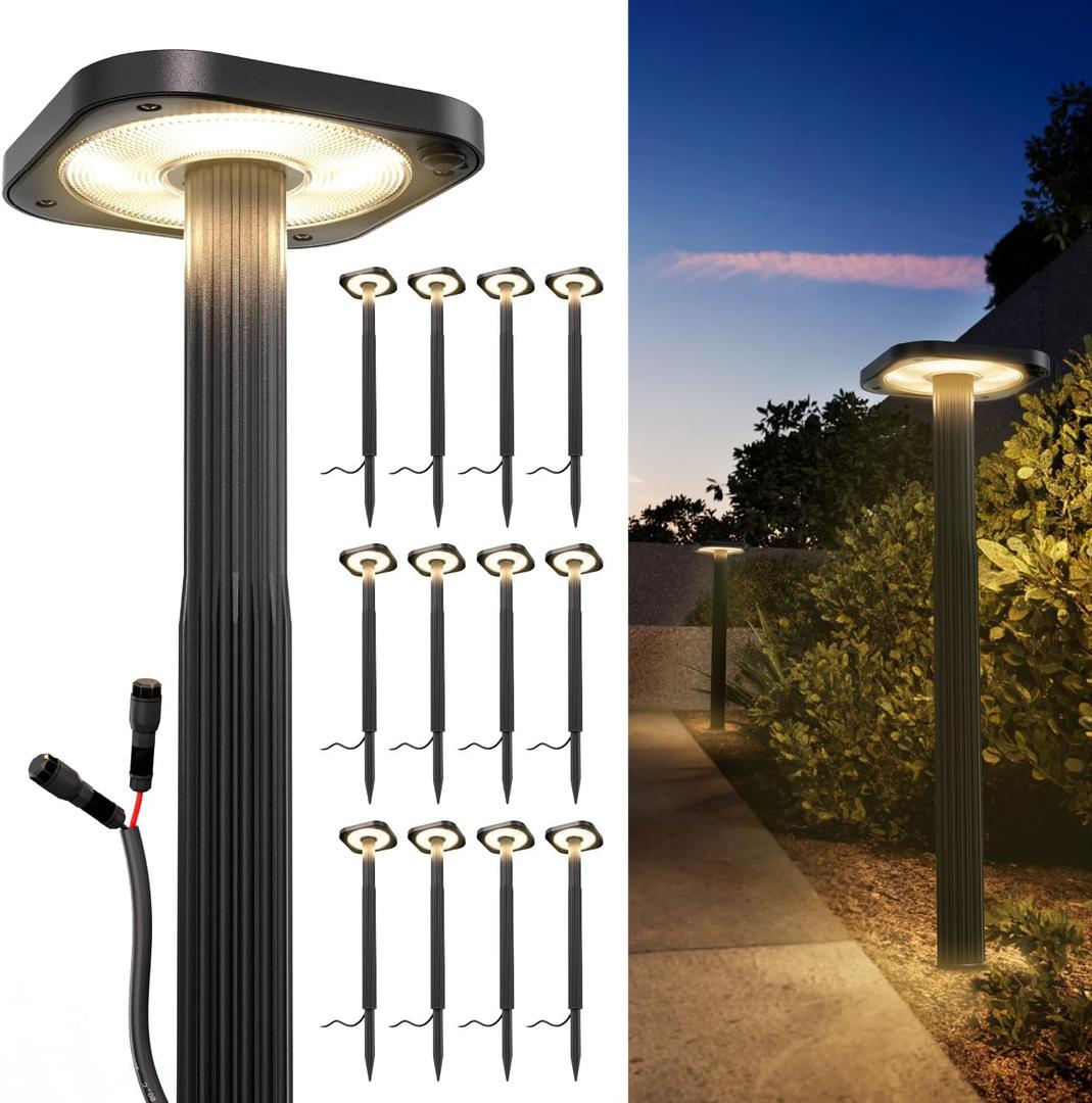 Sunco 12 Pack Low Voltage Landscape Lighting LED, 3CCT, IP65 Wet Rated