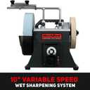 BUCKTOOL 10-Inch Variable Speed Wet Sharpening System, 1.2-Amp Two-Direction Water Cooled Wet Stone Grinder 90-160RPM, Wet Bench Grinder for Knife, Chisel, Knife, Axe, SCM8103
