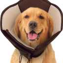 Dog Cone - Soft Cone for Dogs to Stop Licking, Pet E-Collar Alternative After Surgery, Adjustable Pet Recovery Collar for Wound Healing, Brown Large