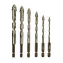 4 x Four-Flute Sawtooth Eccentric Drill Bit Multifunction Four Edged Serrated Eccentric Drill 4-Flute High Hardness Four Edged Serrated Drill Bit Set 4/5/6/8/10/12mm for Concrete Tile Ceramic Wood