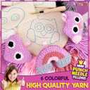 CRAFTILOO 3Pcs of Embroidery Punch Needle kit for Kids Mini Pillows Googly Heart Owl Rainbow Needlepoint Craft Embroidery Pen Needle Punch Kit Art Punch Needle Yarn (10cm, Pink)