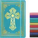 Christian Notebook Gifts for Women Men,Religious Bible Verse Notebook,Faith Prayer Journal for Women Christian Easter Gifts School Supplies (A4 Cross Light Blue)