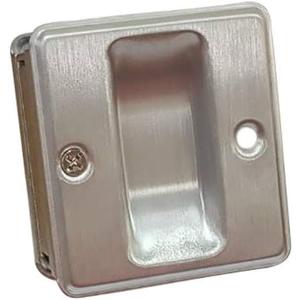 QCAA Solid Brass Sliding Door Pull Passage Door Pocket, Satin Chrome, Made in Taiwan, 1 Pack