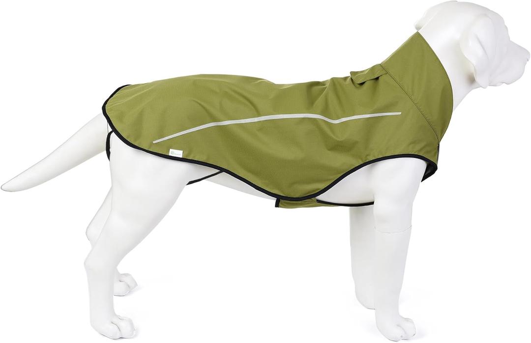 Mile High Life Dog Raincoat, Adjustable Waterproof Reflective Rain Jacket for Dogs, Lightweight Breathable Pet Rain Coat with Leash Hole(Lime Yellow,L Chest 32-40")