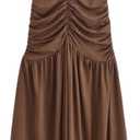 Womens Solid V-Neck Dress Sleeveless Tie-Up Off-Shoulder Dresses Slim Fit Beach Sundress, Large m Dark Brown 