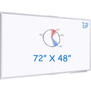 Magnetic White Board Dry Erase Board for Wall72" x 48" (6ft x 4ft) Wall-Mounted Aluminum Frame Marker Board, Foldable Portable Whiteboard with a Long Pen Tray for School, Classroom, Office & Home