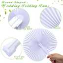 Yulejo 100 Packs White Wedding Fan Round Folding Paper Fans with Plastic Handle Pocket Decorative for Wedding Celebration DIY Birthday Party Favors