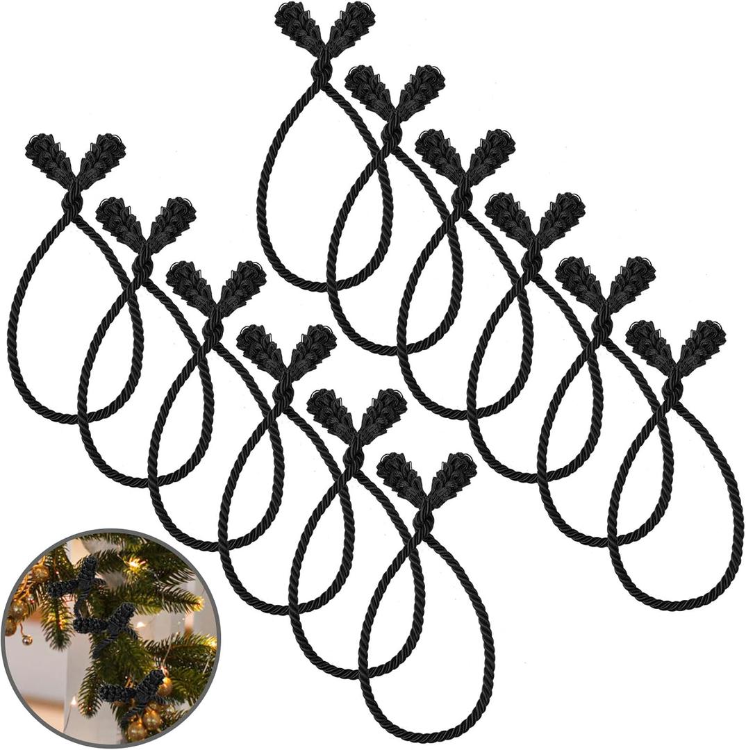 Shappy 12 Pieces Christmas Garland Ties for Banister Christmas Decorative Reusable Flexible Twist Ties for Garland Staircase Home Decoration Holiday Craft Wrapping (Black)