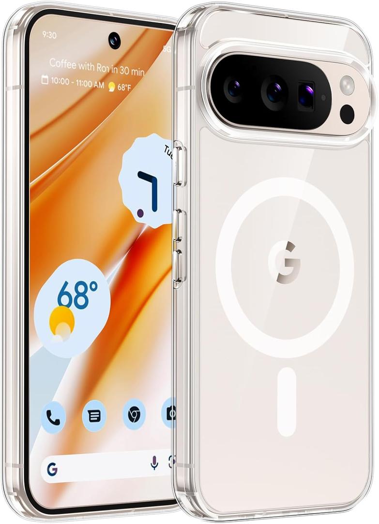 TAURI for Google Pixel 10 Pro XL Case, Compatible with Magsafe, Military-Grade Protection, Yellowing Resistant, Scratch-Resistant Back, Shockproof Phone Case for Pixel 10 Pro XL, Clear