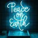 Peace on Earth Neon Sign Ice Blue Letter LED Neon Light Dimmable Neon Light Up Signs for Bedroom Man Cave Church Christmas Party Decor Blessing Gift