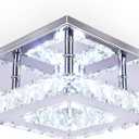 Modern Crystal Chandelier 7.9 Inches Led Ceiling Light Mini Square Flush Mount Ceiling Light for Bedrooms Dinning Rooms Hallway(Cool White,15W)
