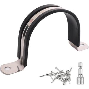 304 Stainless & Rubber Cushioned Heavy Duty Conduit clips,Pipe Clamps (4 Pack - 3.5 in (100 MM)