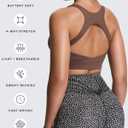 Aoxjox Women's Workout Sports Bras High Impact Fitness Training Gym Khloe Bra Yoga Crop Tank (Brown, M)
