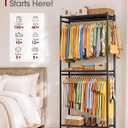 Clothes Rack - 33.0" x 12.2" x 79.5" Clothing Rack with Shelves & Wheels, Multi-Functional Wardrobe Closet with Hooks, Sturdy Metal Garment Rack for Bedroom, Laundry, Balcony (Black), Large
