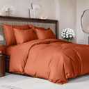 Duvet Cover Queen Size Set - Extra Soft Queen Size Duvet Cover 90 x 90 with 2 Pillow Shams - Hotel Luxury Easy Care and Fade Free w/ Zipper Closures & Ties - Comfy Breathable Bedding Set (Terracotta)