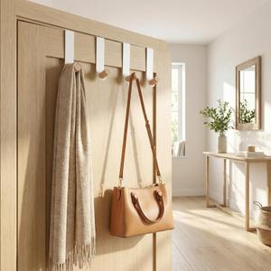 LEIFIDE 4 Pcs Over The Door Hooks Heavy Duty Door Hanger Metal Hanging Hooks for Towels, Clothes, Hats, Bags, Towels, Shoe, Home Bedroom, Bathroom Entrance Decoration (White,4.72 Inch,Single Hook)